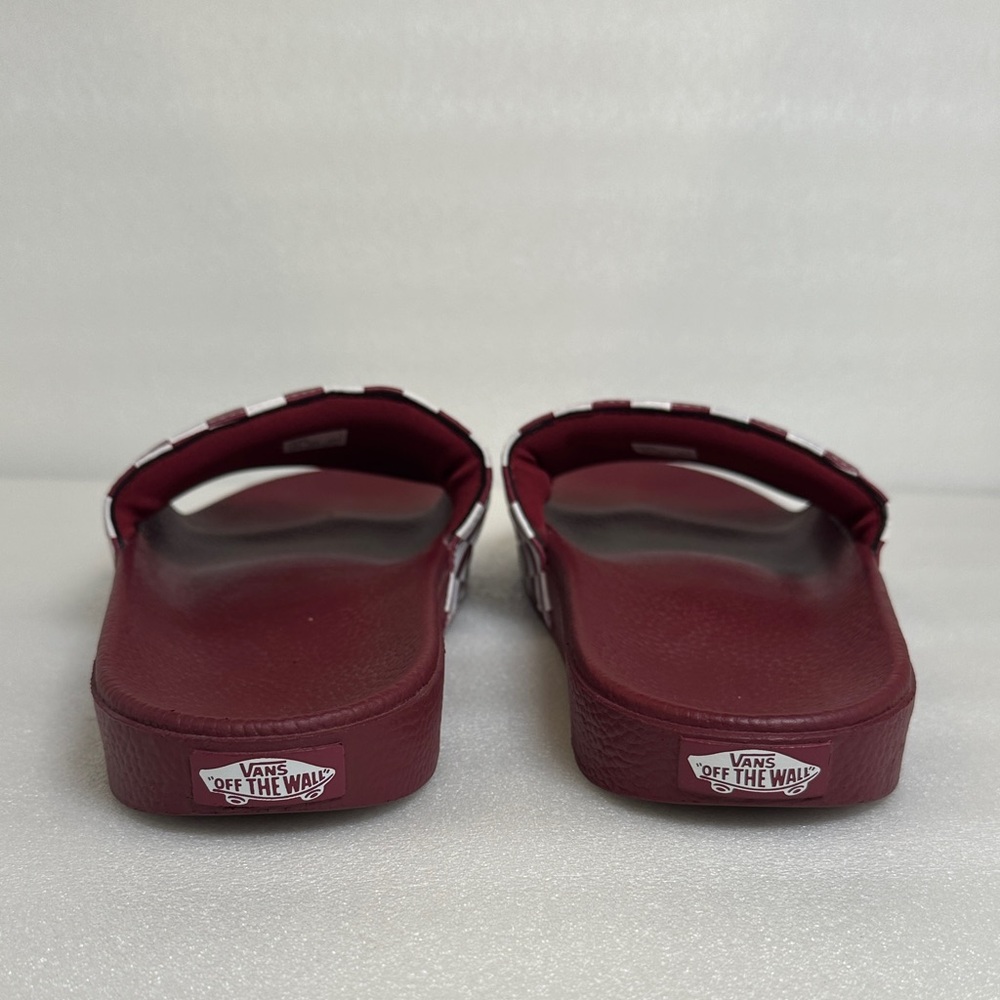 Vans Burgundy and White Checkered Slide Sandals - Picture 4 of 7